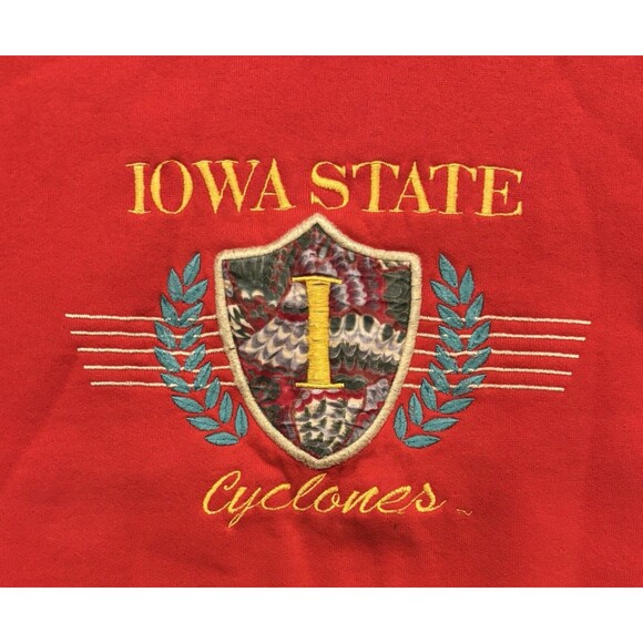 Vintage Iowa State Sweatshirt Size XL Crew Neck 90s Red Made In USA - Picture 3 of 7